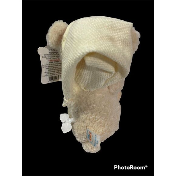 BABY GUND Nighty Night Ivory Teddy Bear Windup Plush Music Box 8" Stuffed Toy - Picture 2 of 6